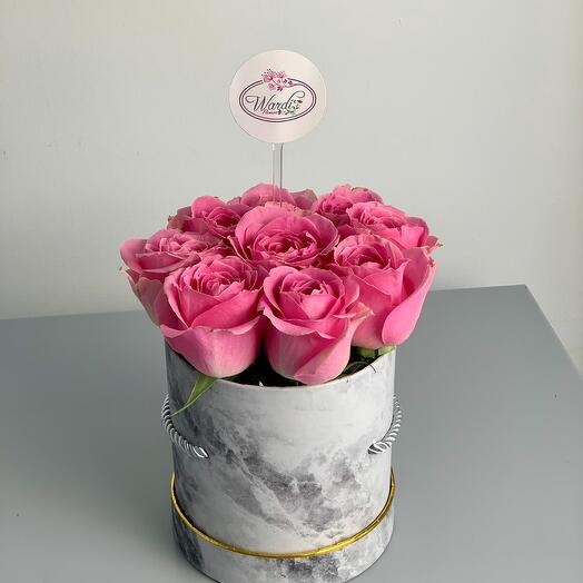 Grey Marble Box (Pink Roses)