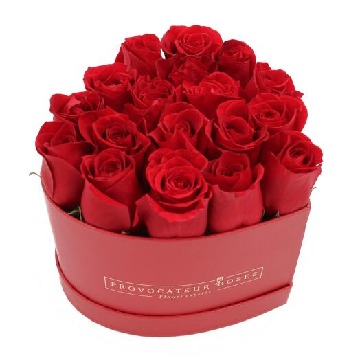 Rosas Frescas rojas en Caja Corazon
