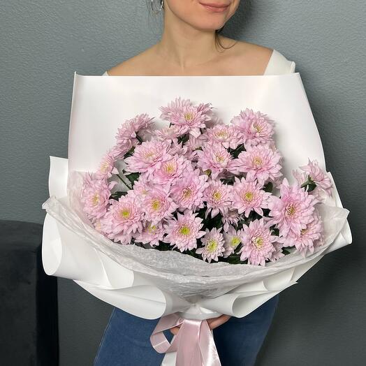 Букет из розовых хризантем