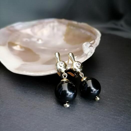 Серьги с радужным обсидианом