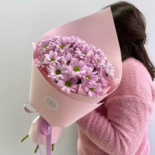Букет Daisy из 5 розовой кустовой ромашки (хризантемы)