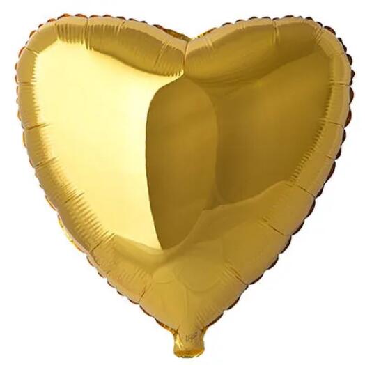 Воздушный шар фольгированный сердце золото💛45см
