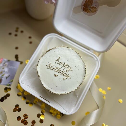 Happy birthday bento cake , gold