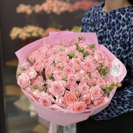 Букет из 15 розовых кустовых роз - "Фемке"