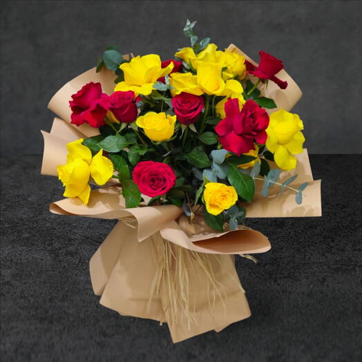 21 yellow and red rose