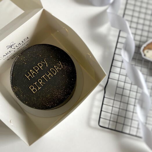 Чёрный бенто торт «happy birthday с днём рождения»