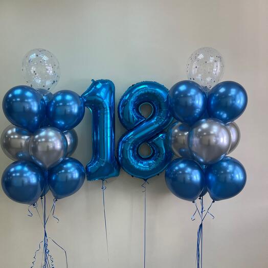 Juego de globos de helio 99-globos con números 18 ( aerodiseño )