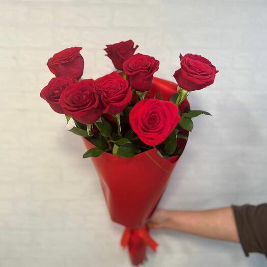 Букет из 9 красных высоких роз от Оранж Алматы
