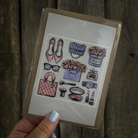 Открытка «Дамские штучки» в крафтовом конверте FM369