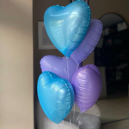 5 шаров в сиренево-голубых оттенках 🩵💜