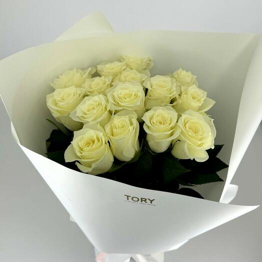 Bouquet of 15 White Roses