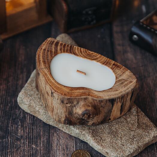 Иггдрасиль. Ароматическая свеча ручной работы в дереве. 170-200 мл