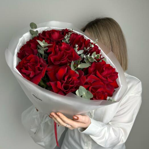 Букет из 9 ажурных красных роз 🌹