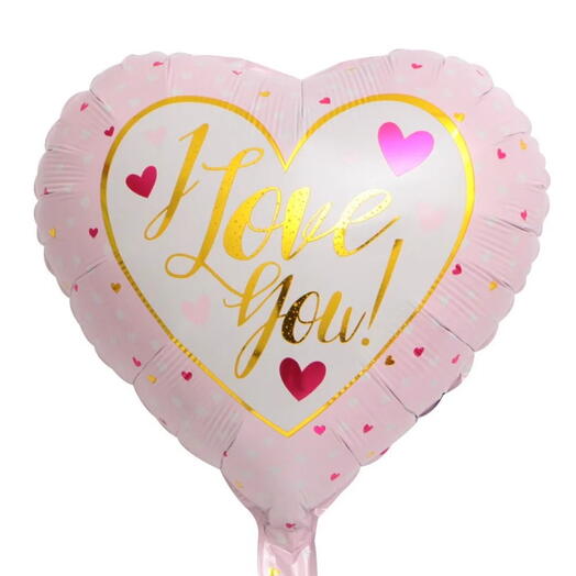 Balon serce Hel różowy. Helium balloon I LOVE YOU heart shape