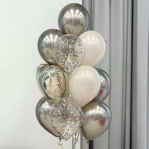 Набор воздушных Шаров гелий (13шт) серебро. Set of helium balloons silver (13pcs)