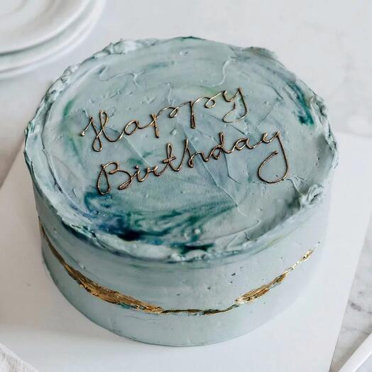 Медовик 1,5 кг Оформление Happy Birthday. Мрамор