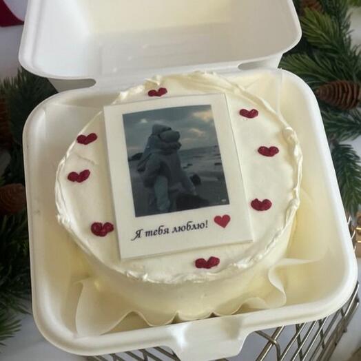 Бенто-торт с полароидным снимком на день святого Валентина