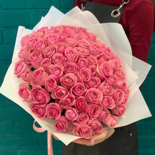 Букет из 71 розовой розы 🌹