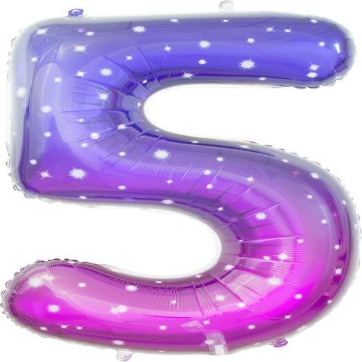 Шар цифра 5 Сияющий космос 102см