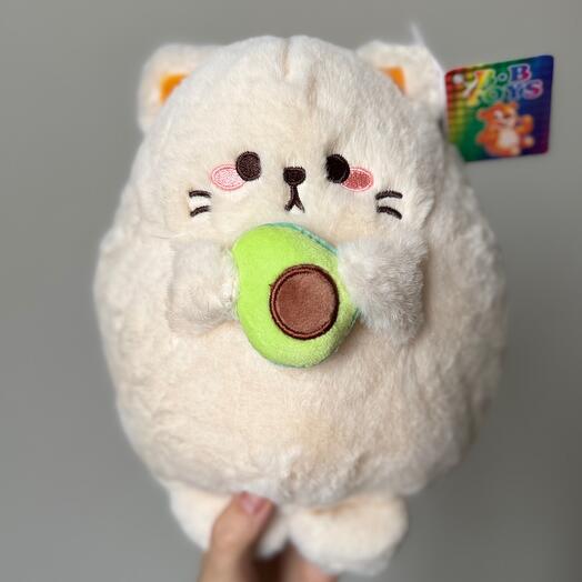 Мягкая игрушка «Котик с авокадо», кот