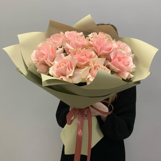 French pink roses in a large bouquet