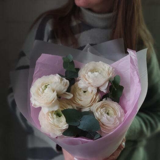 Ранункулус Solo5 с эвкалиптом