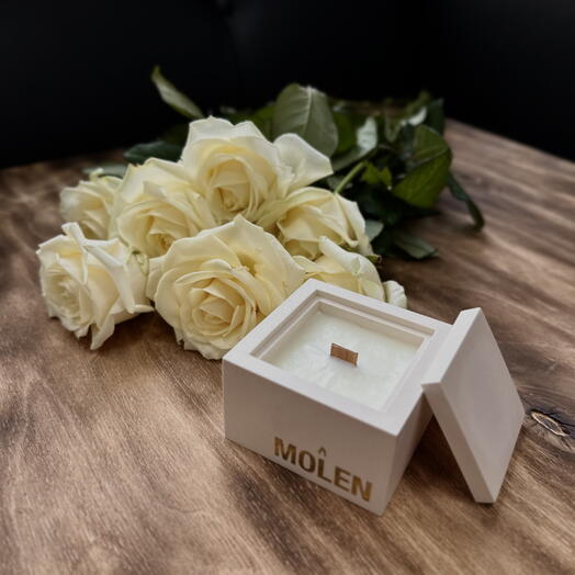 Подарочный набор с розами и свечей💐
