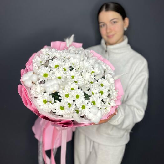 Букет ромашки с хлопком