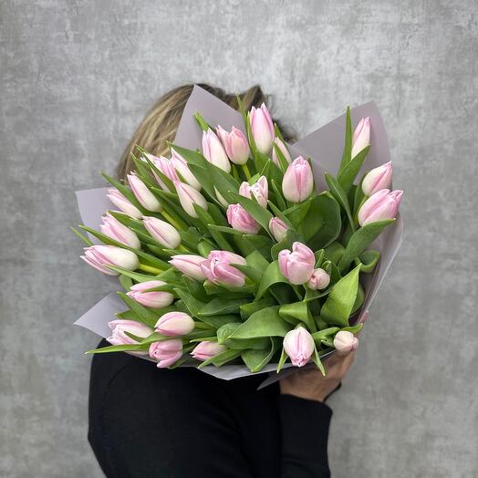 Букет тюльпаны розовые букет 35 штук🌷для любимой 😘