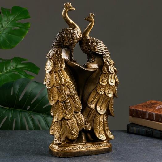 Фигура Жар-птица, двойная, чёрное золото, 25×13×51 см