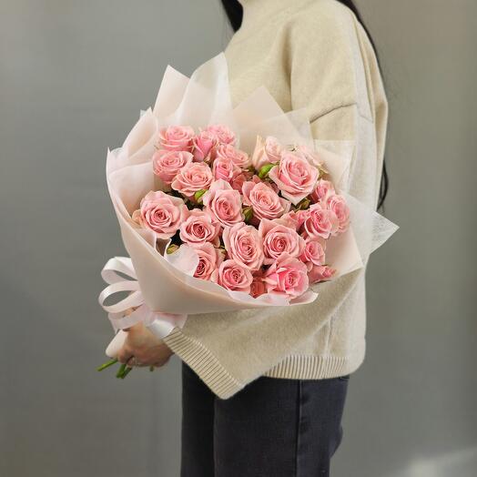 Кустовая роза Эльба моно букет les fleur (П0073)