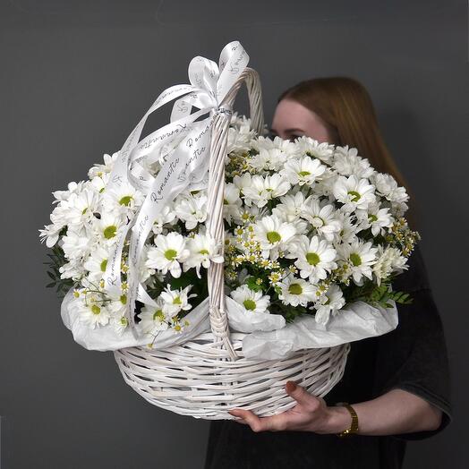 Корзина XL с ромашками