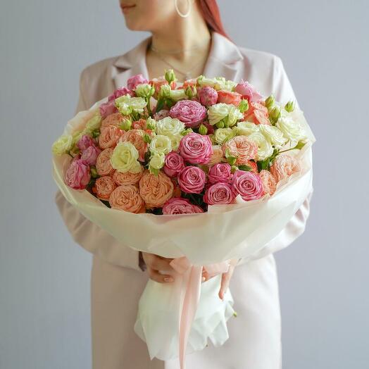 Розовый микс с кустовой розой