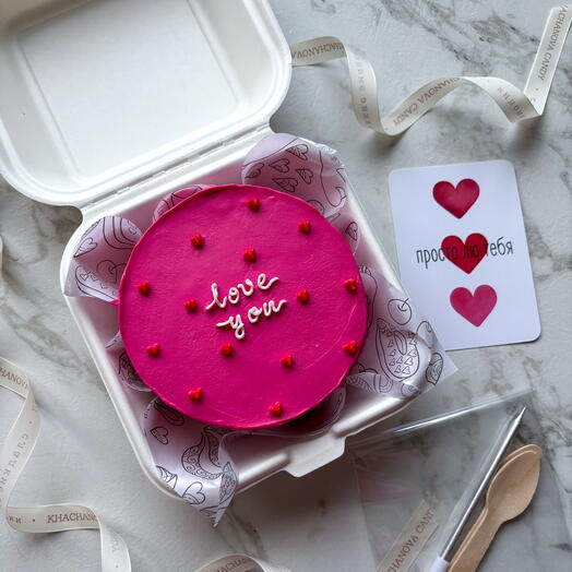 Бенто торт розовый "love you" подарок девушке, подруге, жене, сестре на 14 февраля