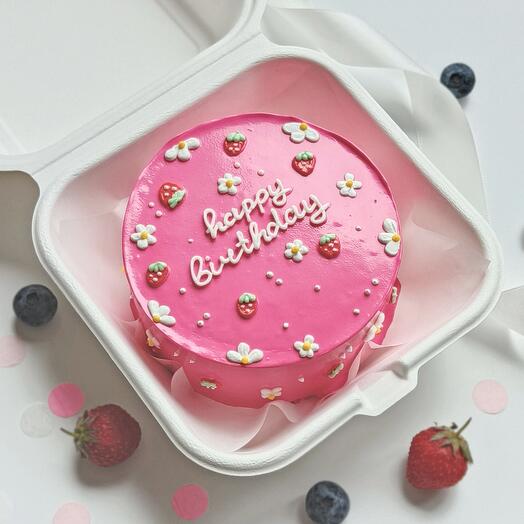Бенто-торт розовый "Happy birthday"