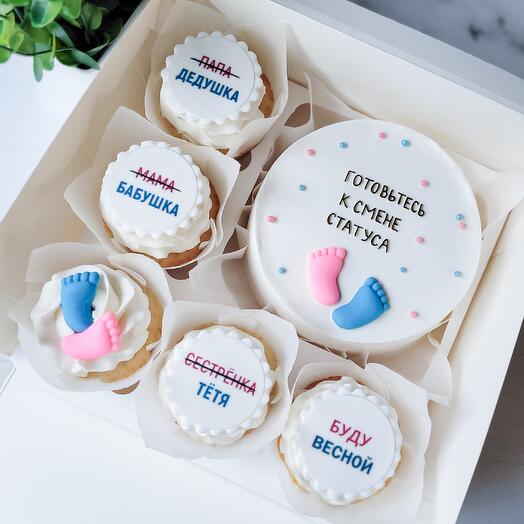 Гендерный бенто-торт и капкейки 💙💖