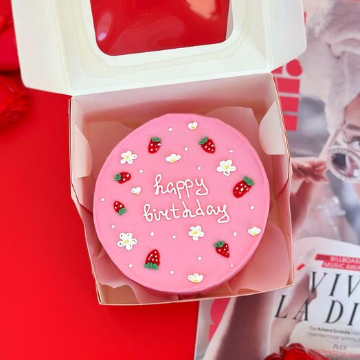 Бенто-торт "happy birthday" розовый на день рождения