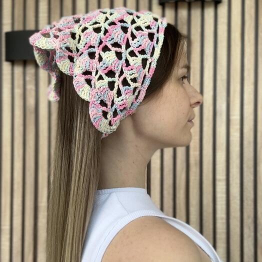Летняя ажурная вязаная косынка