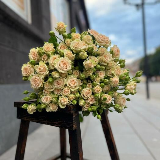 Caramel Bouquet, Кустовые розы Cream Spray