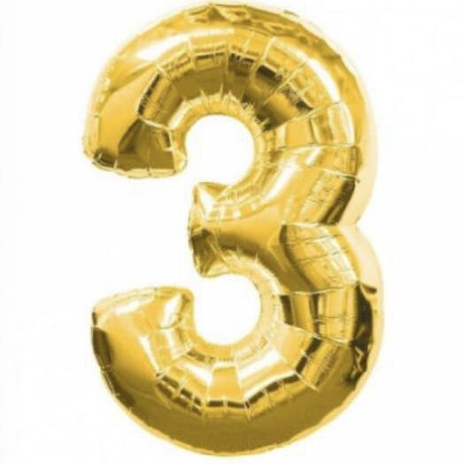 Шар цифра золото "3"
