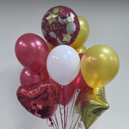 Большой букет шаров на юбилей