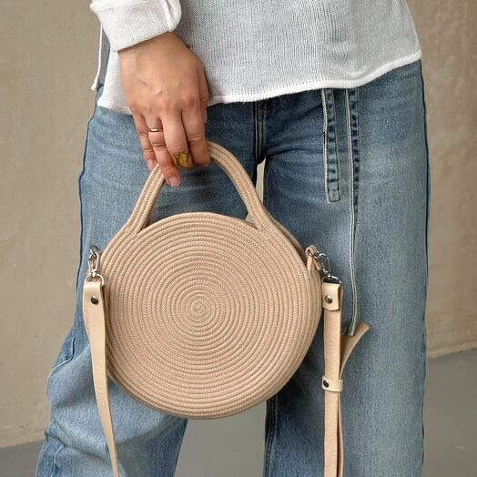 Сумка "Kora" из хлопка, круглая сумка, сумка через плечо