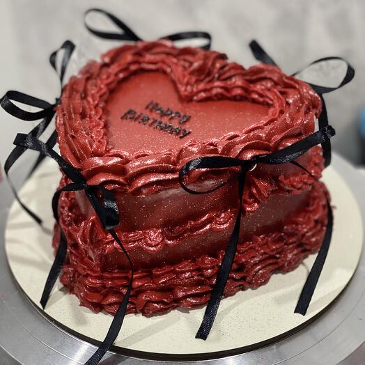 Торт 1,4 кг в виде сердца в стиле ламбет на день рождения