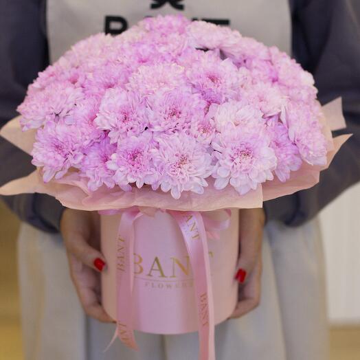 Бокс розовых хризантем