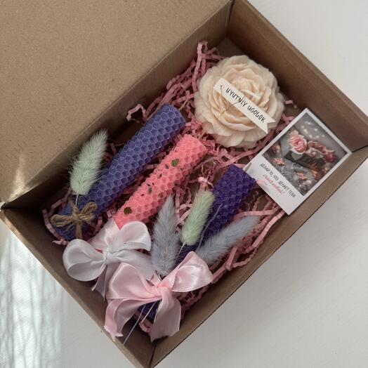 Свечи из вощины ручной работы 4 шт, набор свечей с травами, свечи в подарок