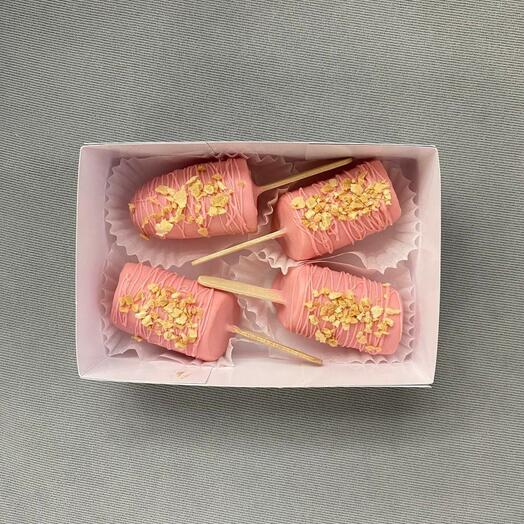 Набор бананов в розовом шоколаде 4 шт