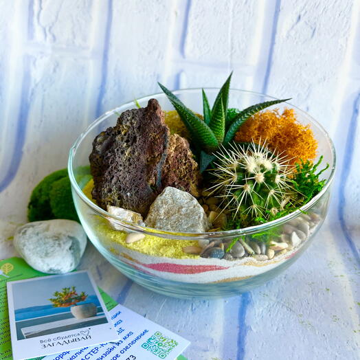 Флорариум композиция с цветами в подарок