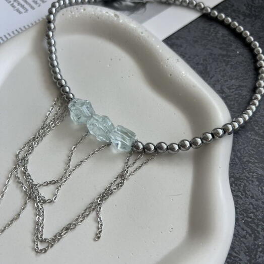 Necklace with Blue Quartz and Hematite