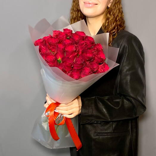 Классика 🌹 Букет красных роз Рэд «Вечная любовь» (25 шт)