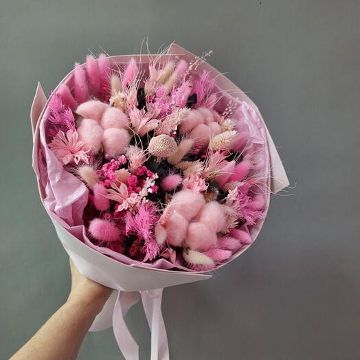 Розовый букет из сухоцветов 😍
